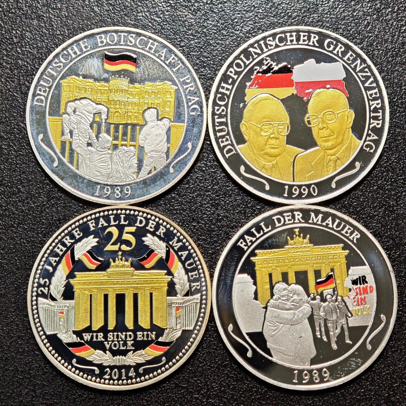 【德藏】世界币章拍卖第163期（拍品征集中~欢迎藏友联系） 4枚一组 现代德国纪念银章 333银 直径约：30mm/枚；重约：6.7g/枚