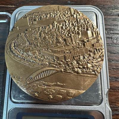 蒂克钱币-第57场 日本章 企业章拍卖  - 造币局制-城市景观黄铜章 55mm 94g