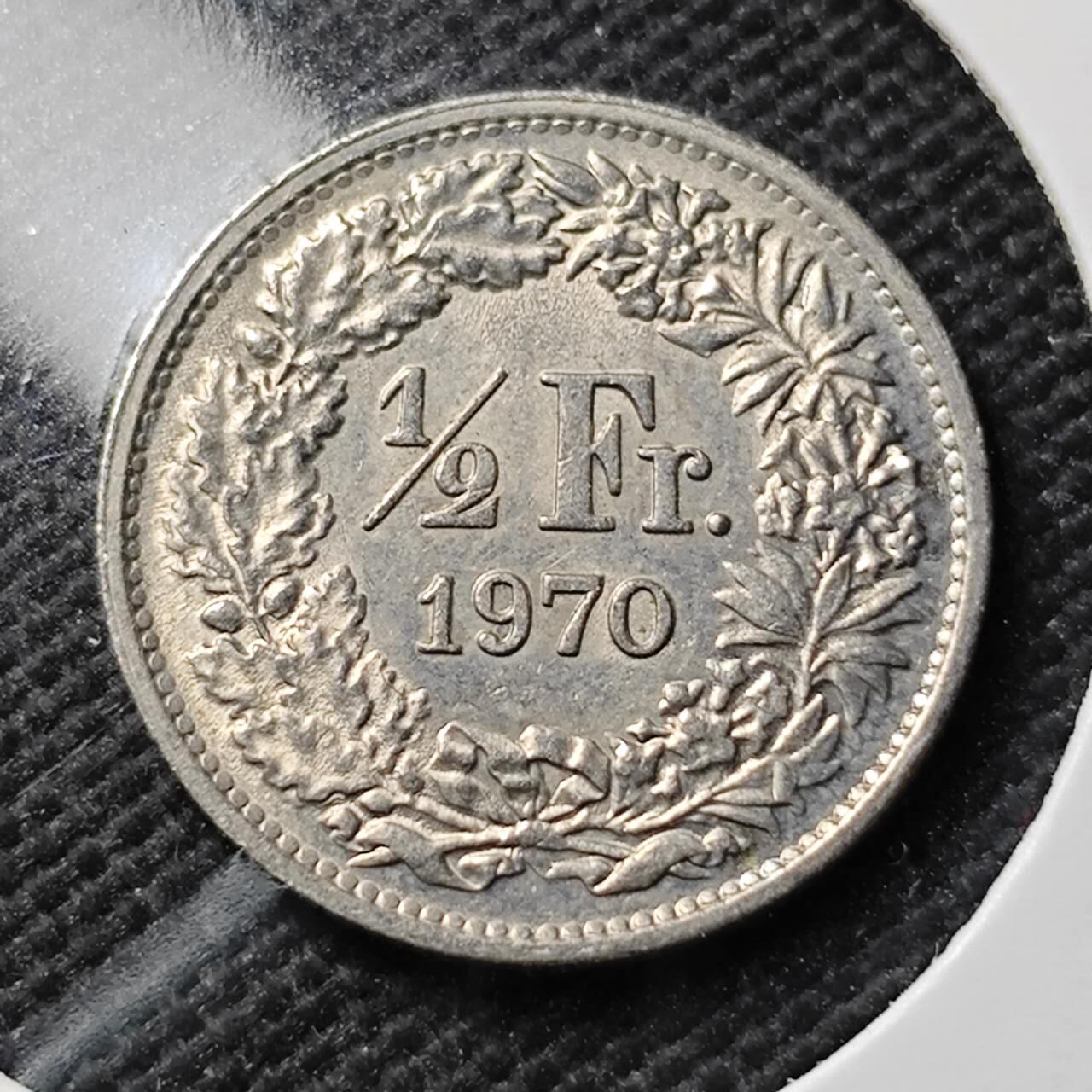 KK钱币收藏小铺  第389期  2月预留时间 周末发货  1970瑞士0.5法郎