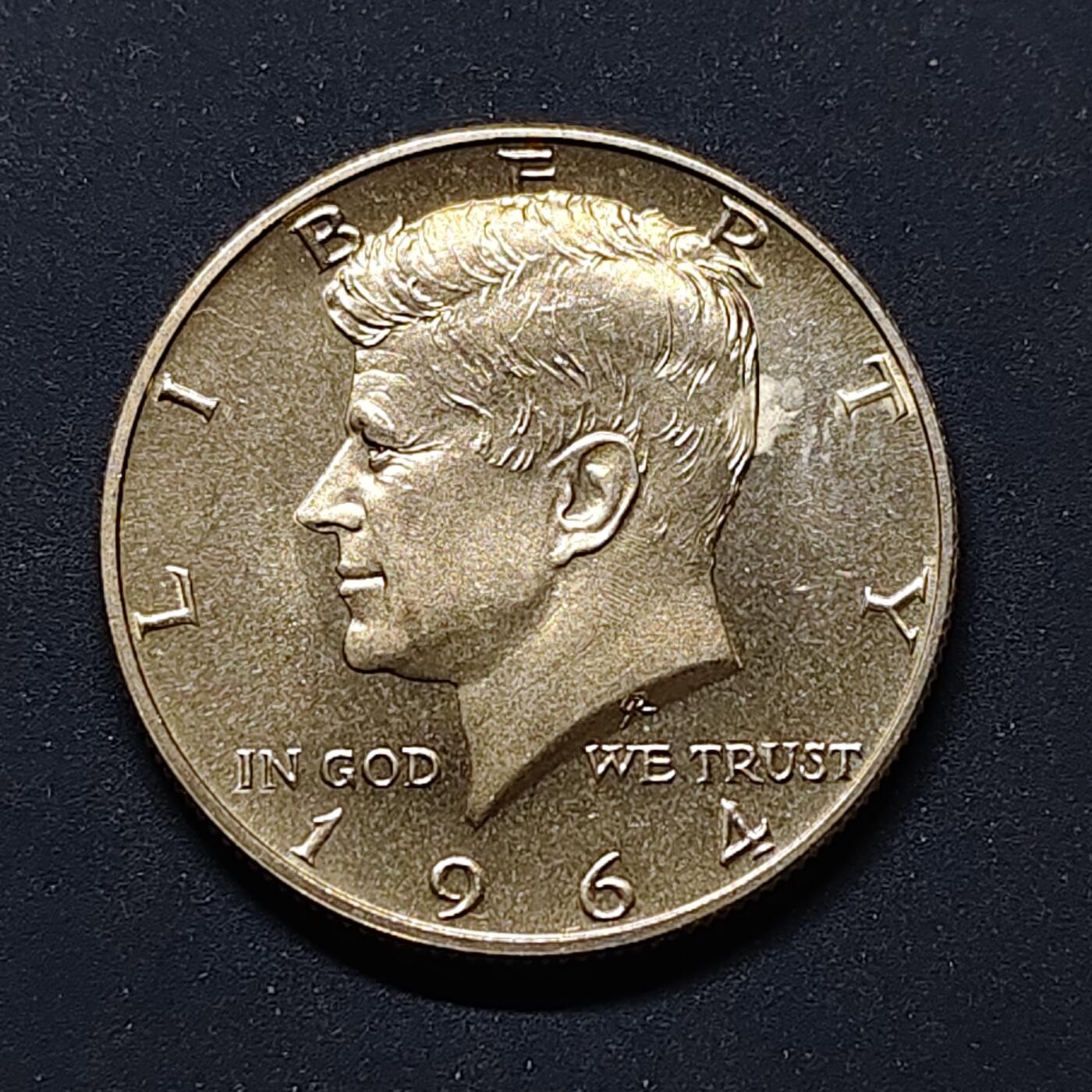 【全场包邮】纯粹捡漏拍499场-持续更新中 美国1964年肯尼迪50分独年份高银版银币【31毫米12.5克90%，纯银价约316元（按28元银价折算）】