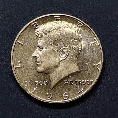 【全场包邮】纯粹捡漏拍499场-持续更新中 - 美国1964年肯尼迪50分独年份高银版银币【31毫米12.5克90%，纯银价约316元（按28元银价折算）】