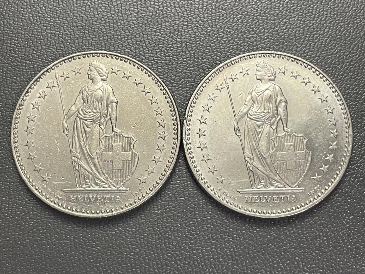 回流0125 瑞士1992、1996年2法郎两枚