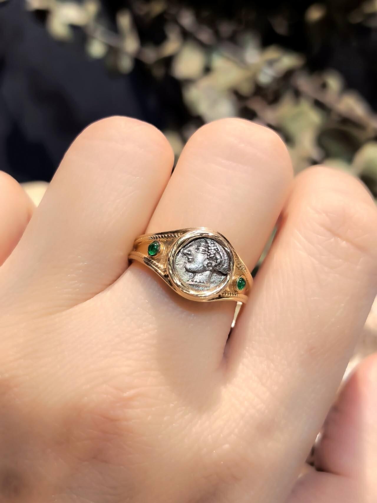 古希腊古风雅典娜古币戒指