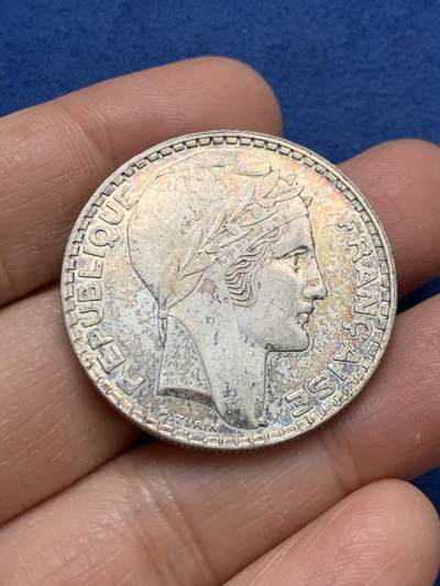 《竞宝斋》第461场 周日，周一，2场连拍 （全场包邮）欢迎送拍 - 法国1933年20法郎银币，19.92g，680银，背面好彩