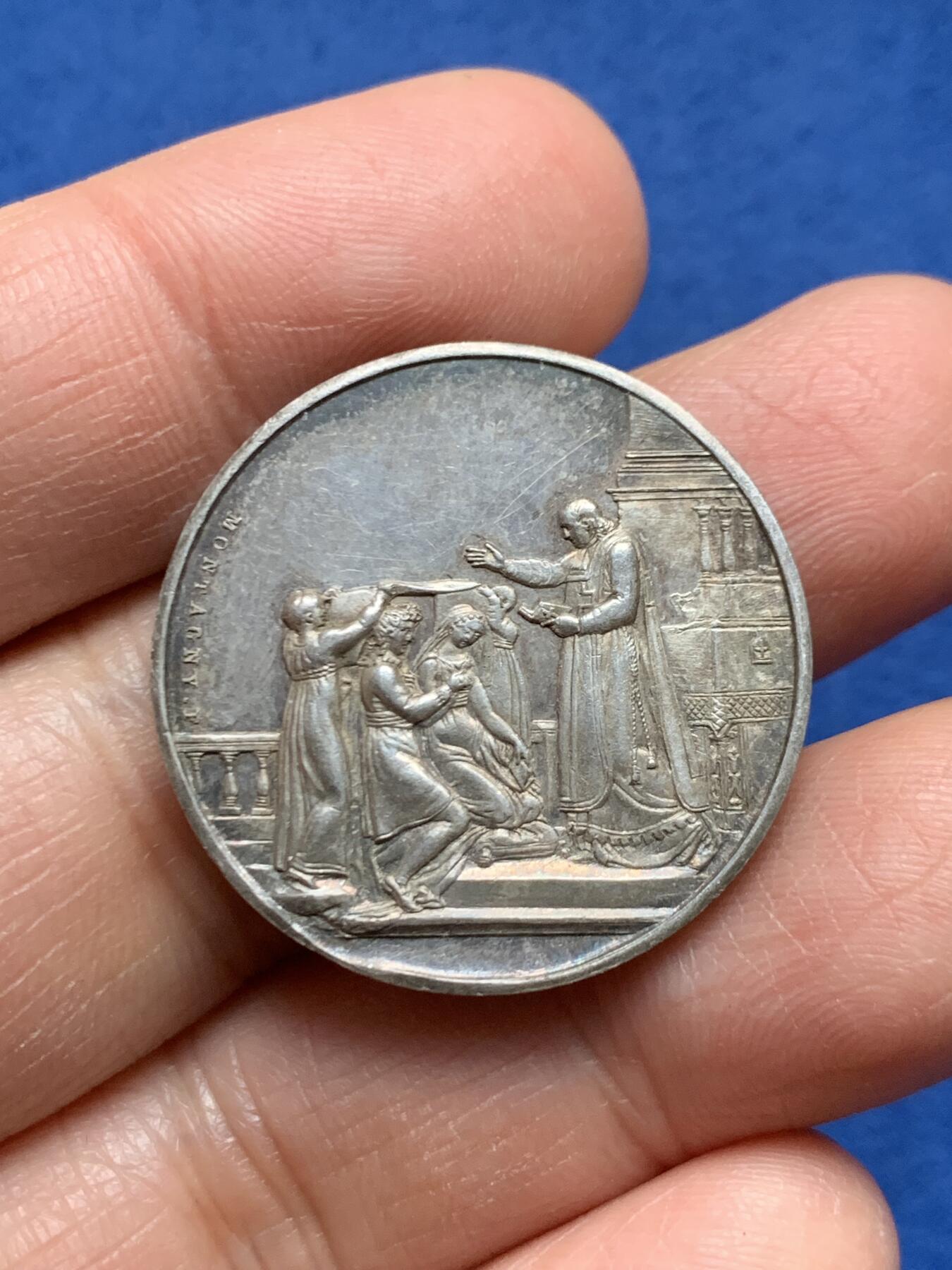 《竞宝斋》第461场 周日，周一，2场连拍 （全场包邮）欢迎送拍 法国婚礼银章 12克 29mm 神灯边铭