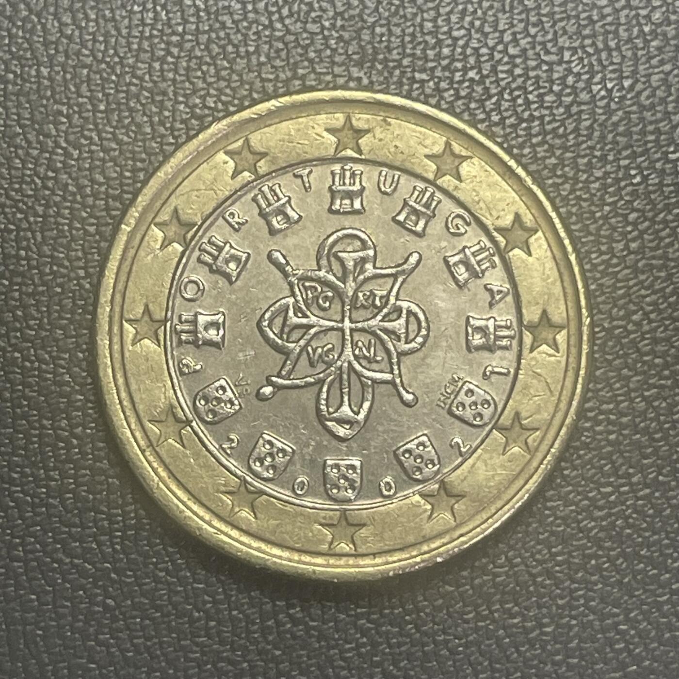 回流0125 葡萄牙2002年1欧元双色币 浑天仪