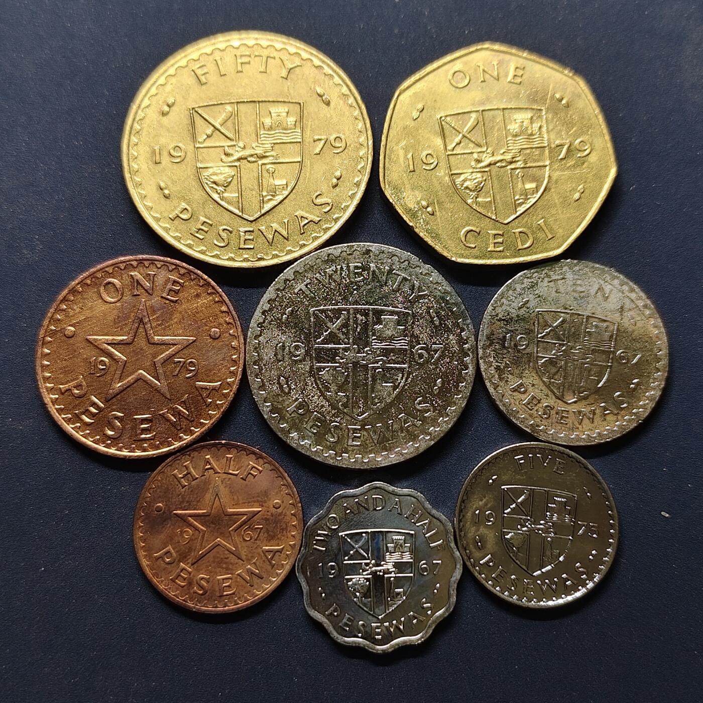 【全场包邮】纯粹捡漏拍498场-持续更新中 加纳1967-1979年8枚套币