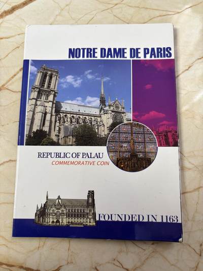 第189期拍卖 - 【海寧潮】帕劳2019年法国巴黎圣母院仿古铜镍镀银卡装纪念币，发行量2019枚