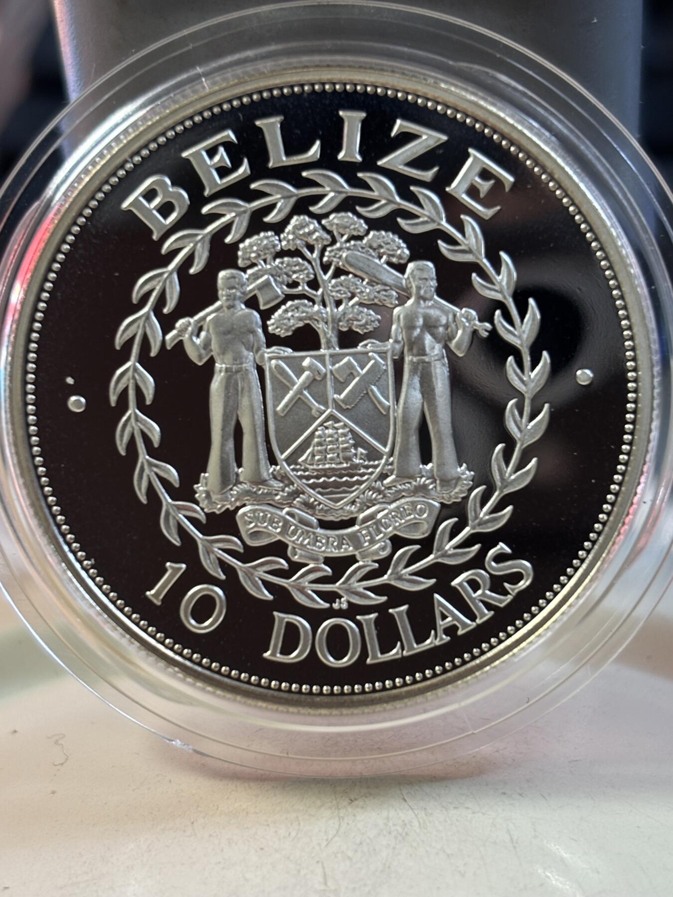 第189期拍卖 伯利兹1998年圣乔治湾战役200周年纪念银币，925银，28.28克，发行5000枚