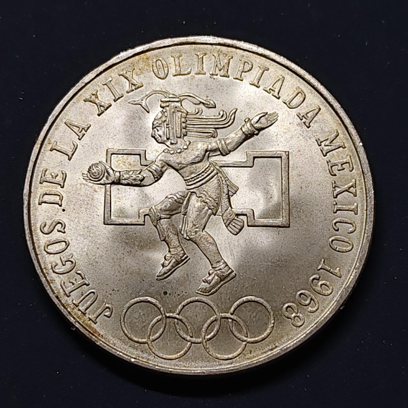 【全场包邮】纯粹捡漏拍499场-持续更新中 墨西哥1968年25比索奥运会纪念银币【38毫米22.5克72%，估算纯银价约453元（按28元/克银价核算）】