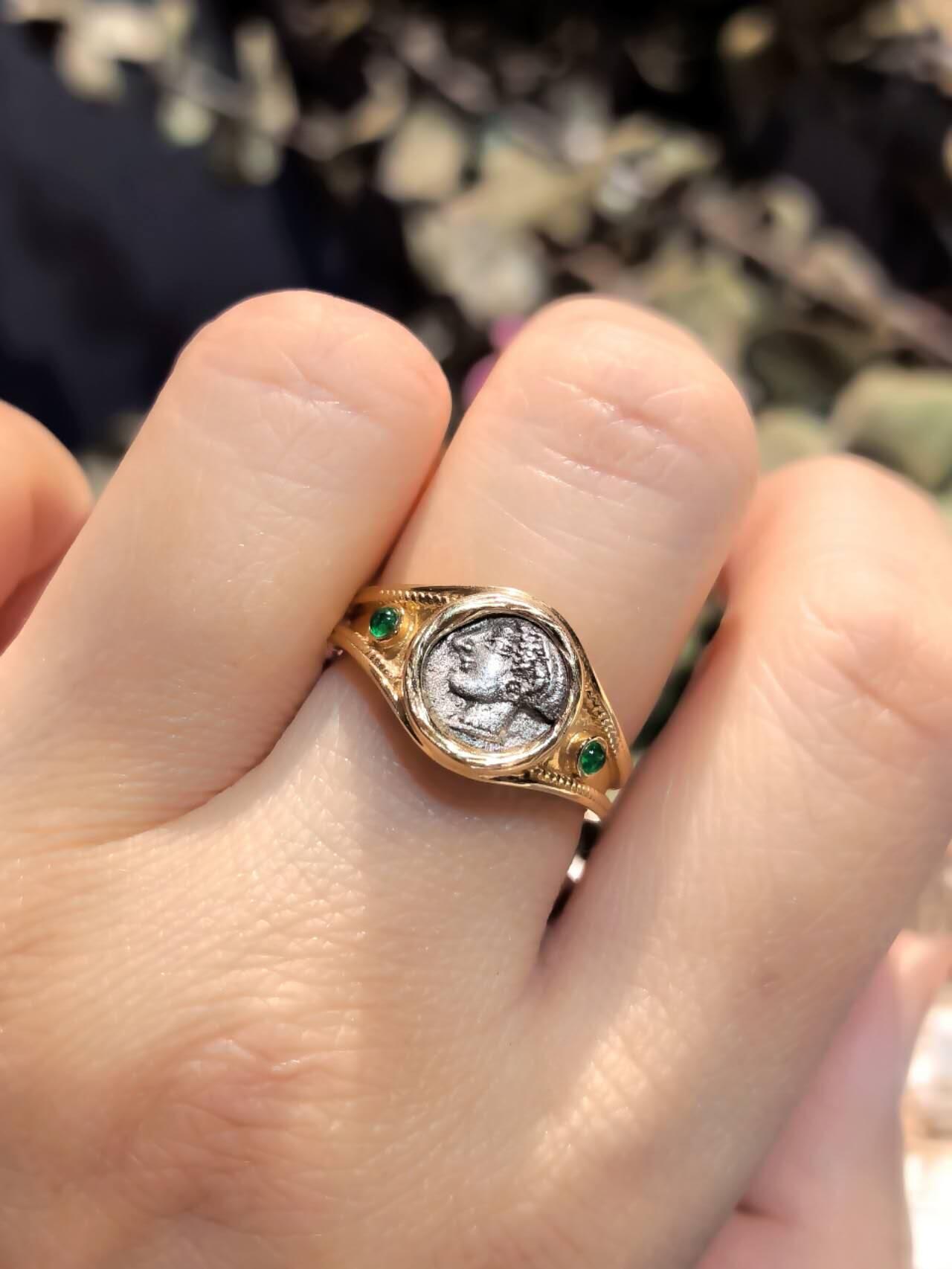 古希腊古风雅典娜古币戒指