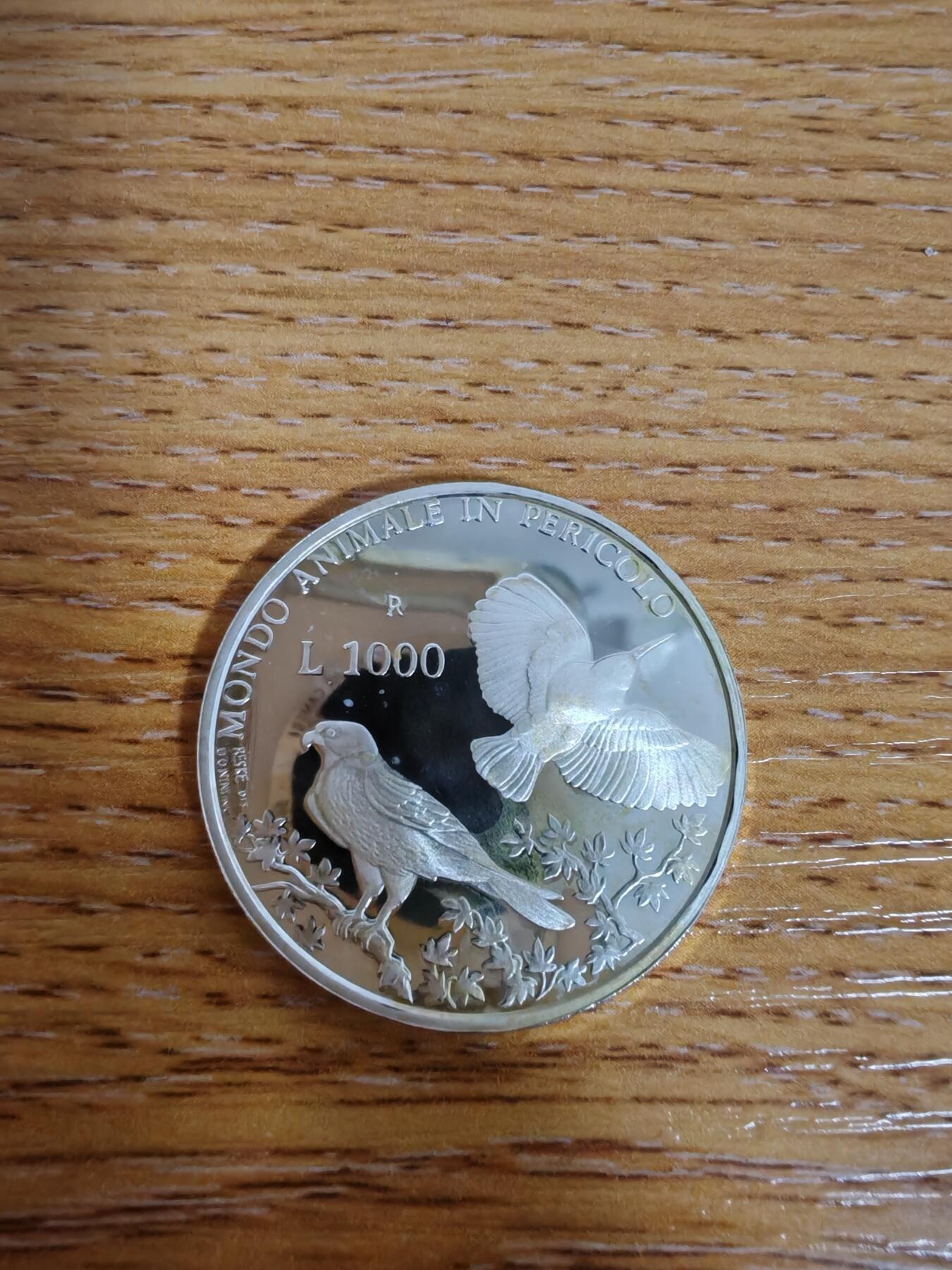 长老汇蛇年精选第九十六场拍卖 1993圣马力诺野生动物保护1000里拉精制银币，14.6克835银