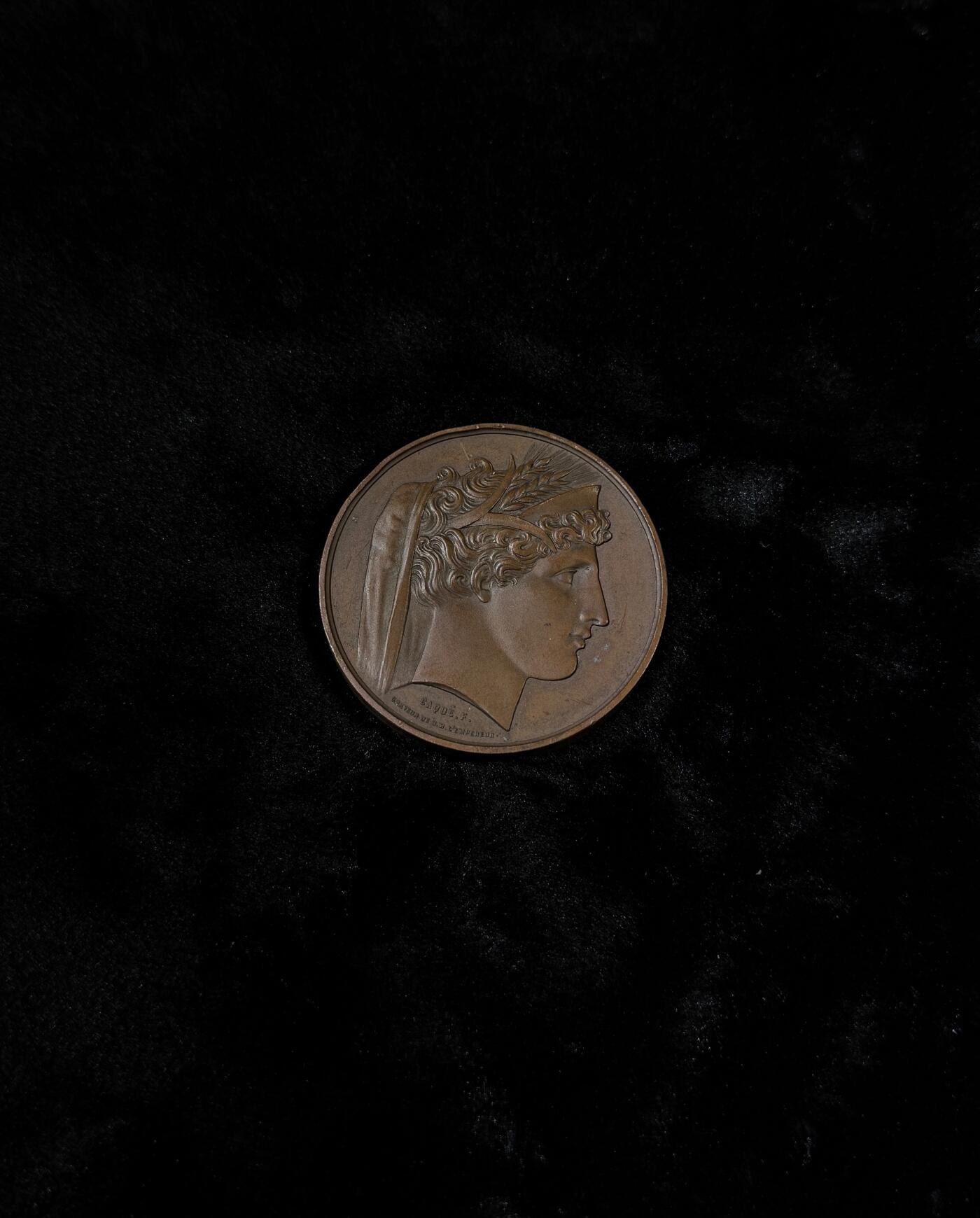 戎马世界章牌大赏第110期 法国农业协会大铜章，边缘有一道磕