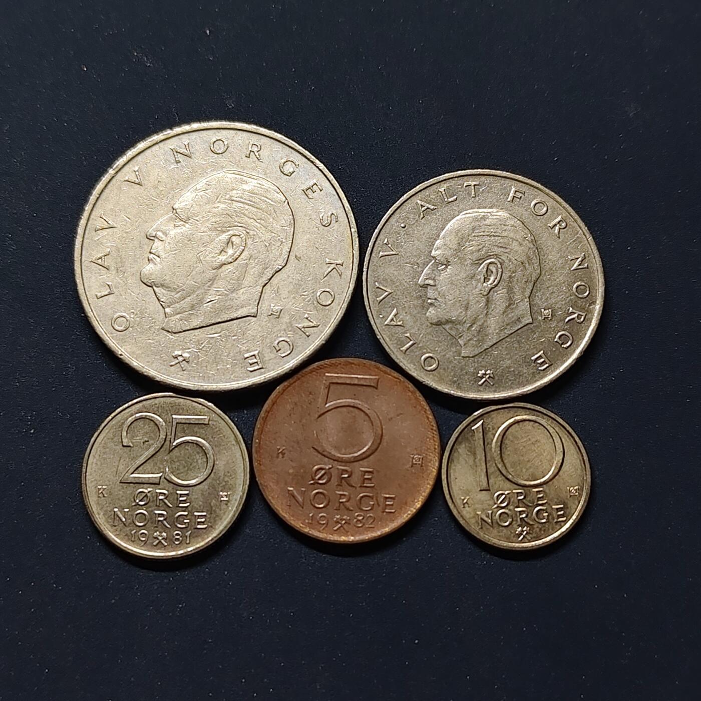 【全场包邮】纯粹捡漏拍498场-持续更新中 挪威1976-1989年5枚套币