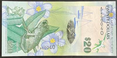 小福收藏拍卖第199期 裸钞场 本期有多张豹子号靓号 瑞士1000法郎 经典提香 毛里求斯首发年大全套 白俄罗斯5000000卢布 苏里南10000盾  爱沙尼亚  苏丹 西班牙 保加利亚 古巴等多国精美纸币 - 百慕大 2009年 20元 A/1冠 数3 unc