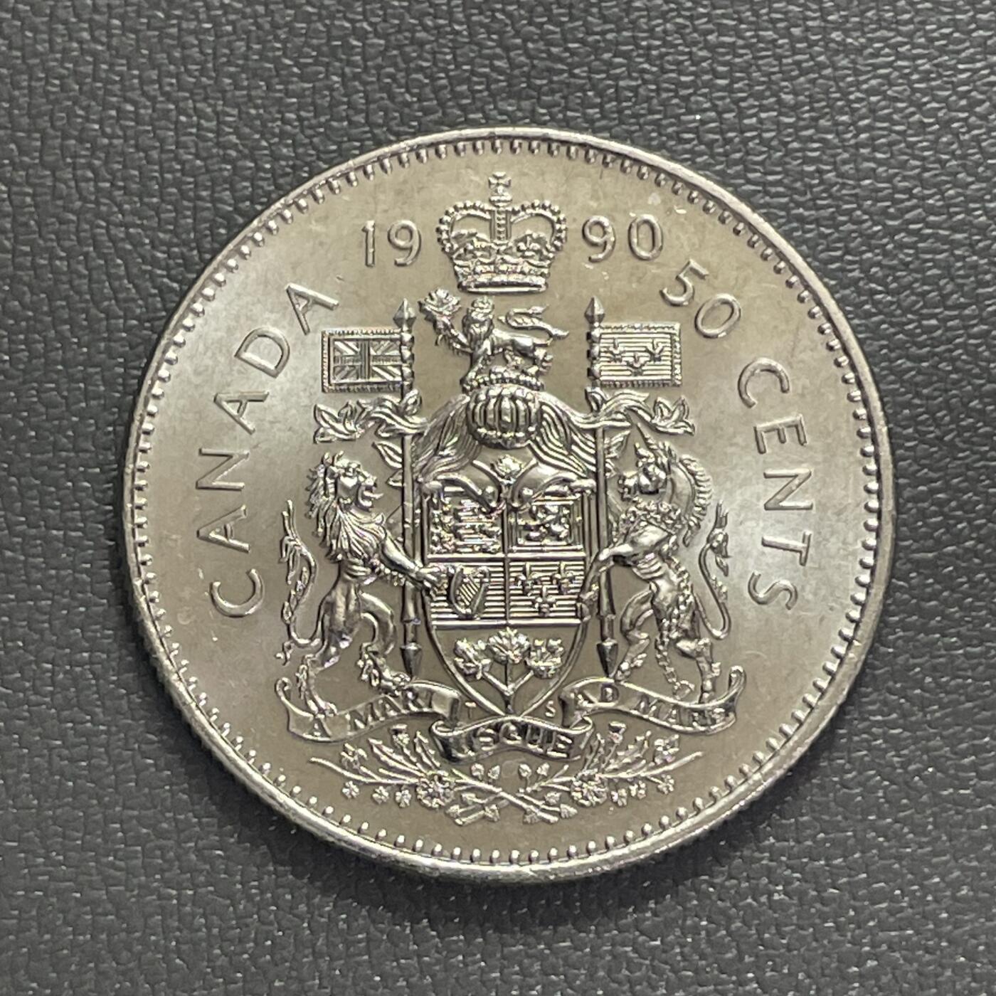 回流0125 全新加拿大1990年50分 国徽