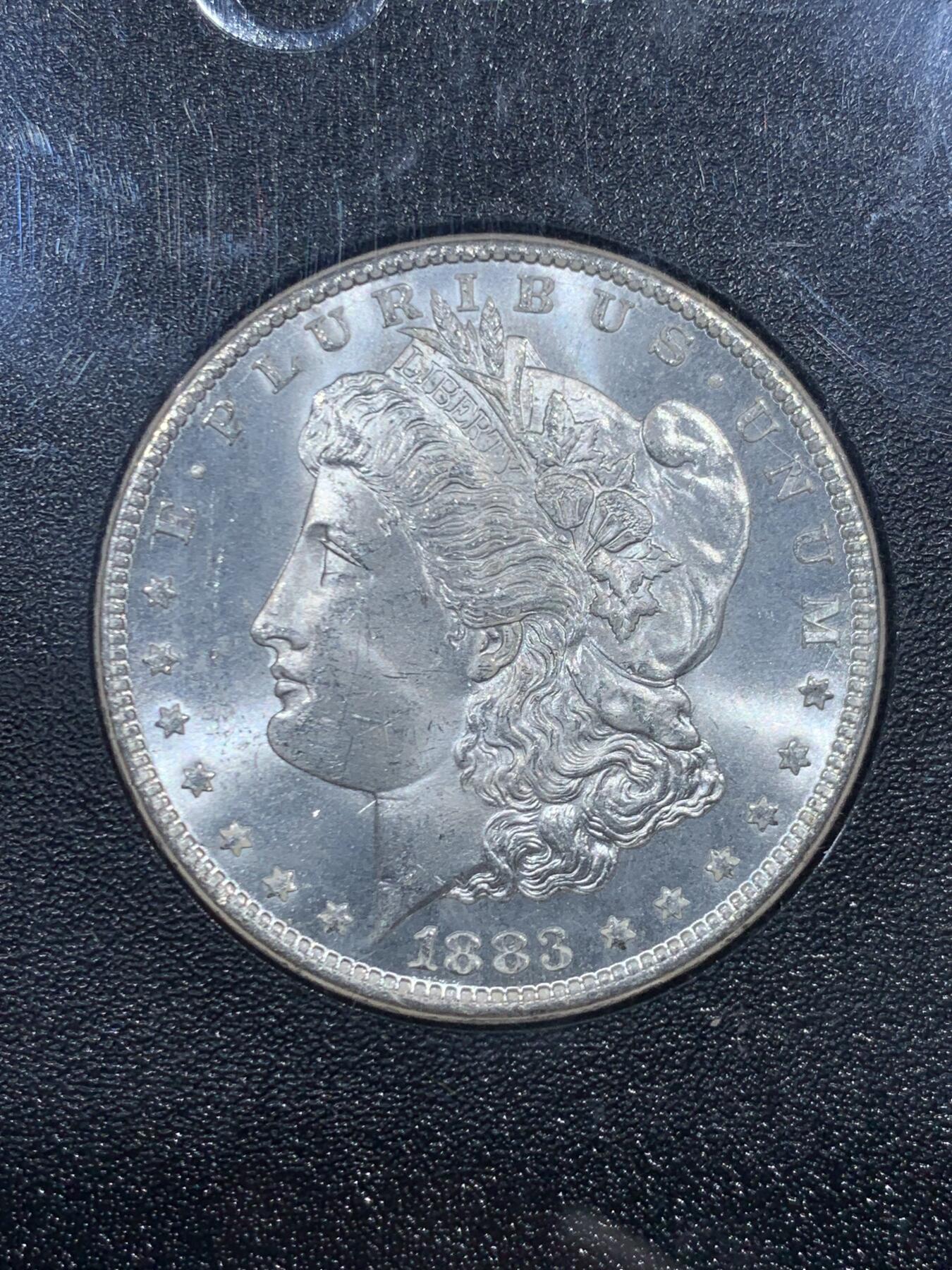 《竞宝斋》第461场 周日，周一，2场连拍 （全场包邮）欢迎送拍 NGC MS64 美国 1883年 CC版 摩根 1美元银币 少见包装 好品难得