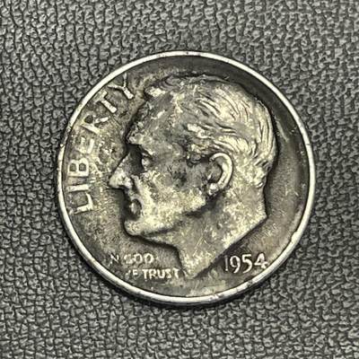 回流0125 - 美国1954年10分银币 罗斯福总统 银价2.5*90%*25=56元