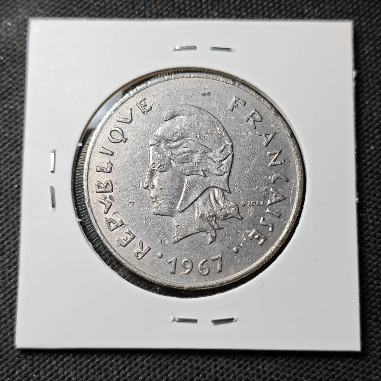 KK钱币收藏小铺  第389期  2月预留时间 周末发货  1967法属新喀里多尼亚50法郎