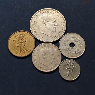 【全场包邮】纯粹捡漏拍498场-持续更新中 - 丹麦1972年弗雷德里克九世清年份5枚套币