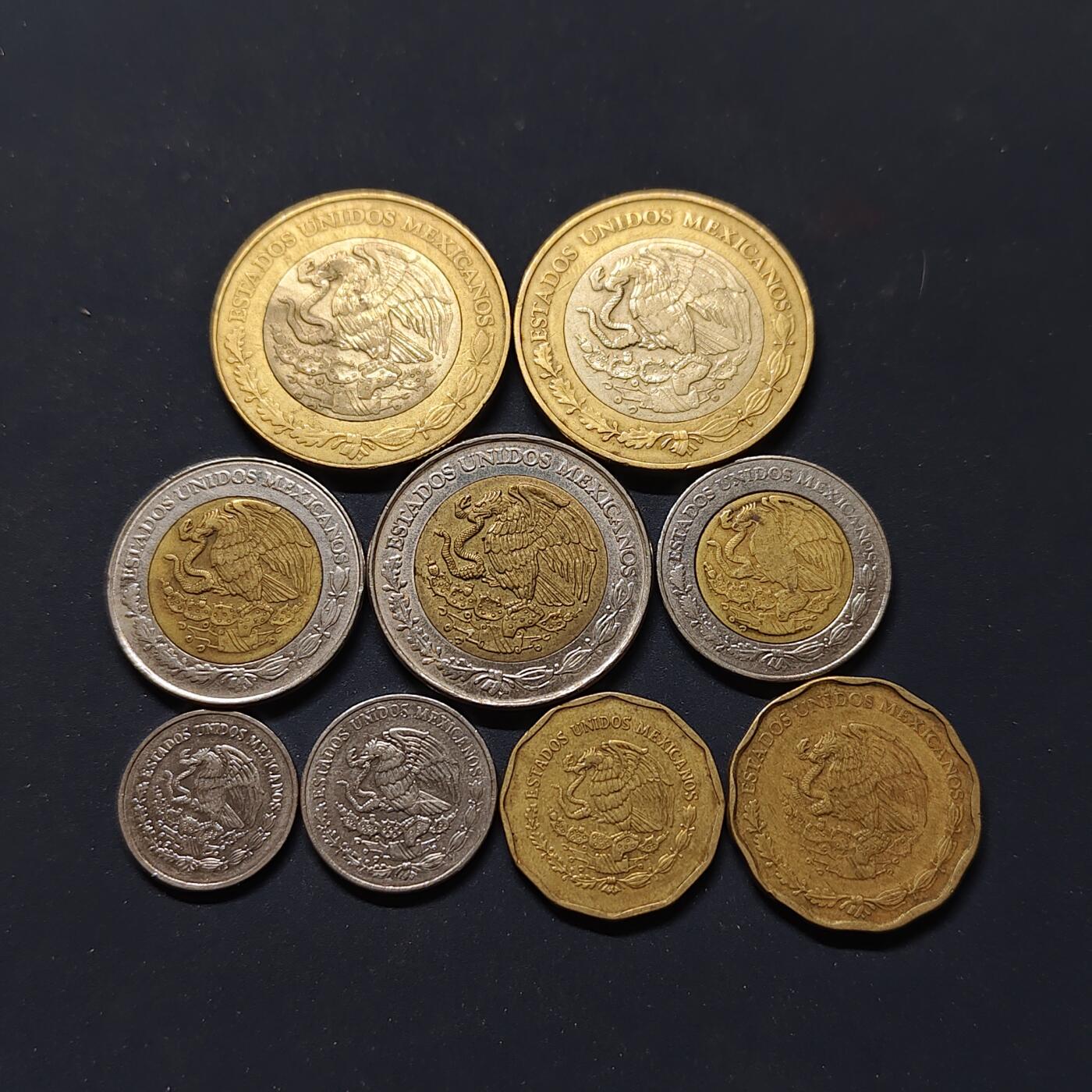 【全场包邮】纯粹捡漏拍498场-持续更新中 墨西哥1994-2001年9枚套币-含2001年不同版本10比索