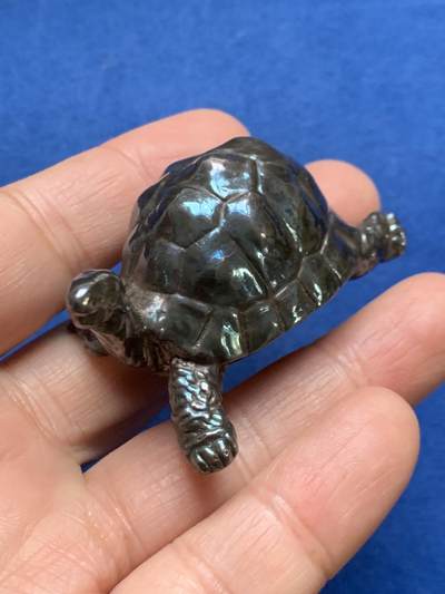 《竞宝斋》第461场 周日，周一，2场连拍 （全场包邮）欢迎送拍 - 欧洲工艺银制龟摆件，重约：22.35克；925银标，空心蜡胎工艺，蛤蜊光包浆；内部晃动有声音