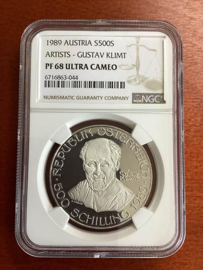 长老汇蛇年精选第九十五场拍卖 - 1989 奥地利艺术家系列之克里姆特500先令精制银币，24克925银，NGC PF68UC，唯一亚军分，更高分仅有2枚