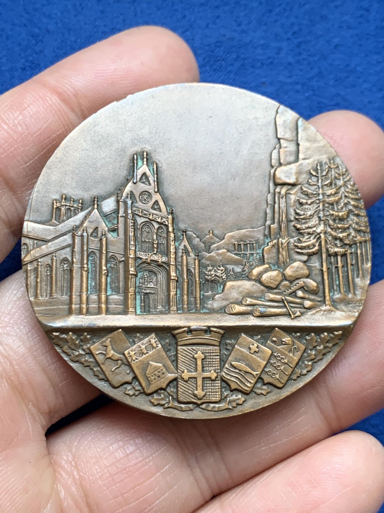 《竞宝斋》第461场 周日，周一，2场连拍 （全场包邮）欢迎送拍 法国布尔日和莱恩商会铜章 60.3克 49.6mm 丰饶角铜标