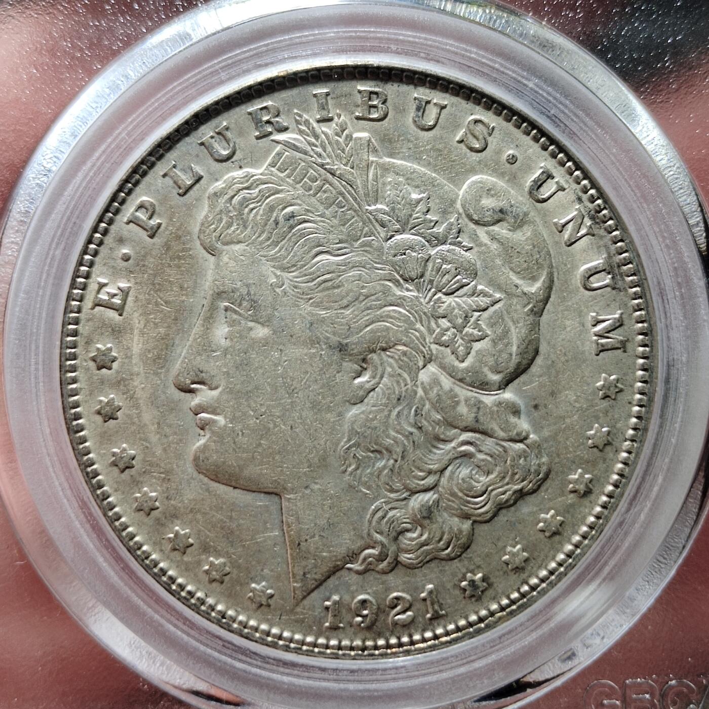 中外钱币第七场 公博AU55分1921年S版美国摩根银币1元