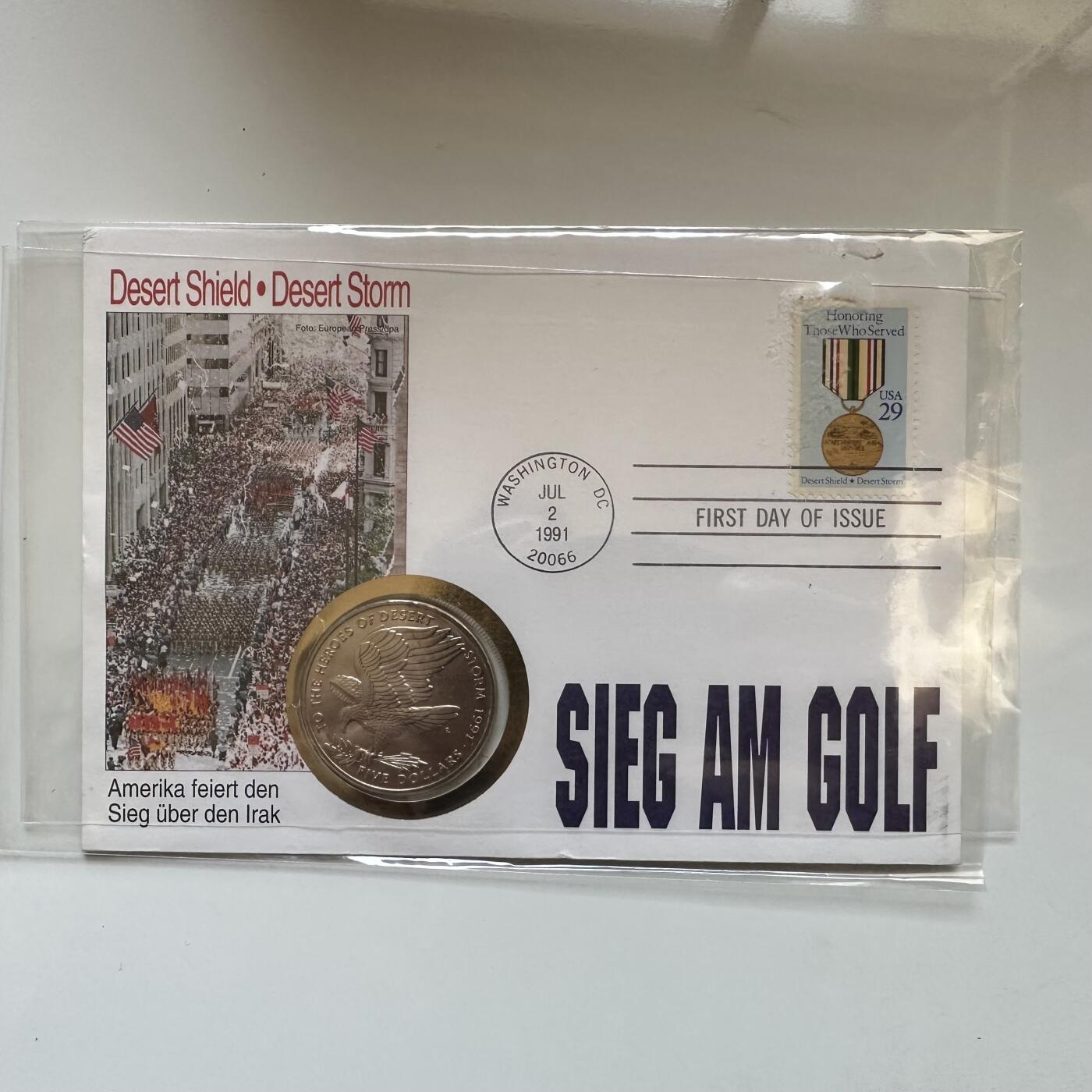 🌹外币初藏🌹🐯2026年第12场  每周二四六晚8️⃣点 接代拍 马绍尔群岛1991年沙漠风暴¥5克朗型纪念币 首日封