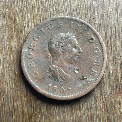 【铜匠收藏】★第140加场★精品老铜币 硬币专场 不寄存，200包邮。不满200元，支付5元运费。《接受代拍 代送NGC评级》 - 100【无寄存】1807 乔三 半便士 铜币