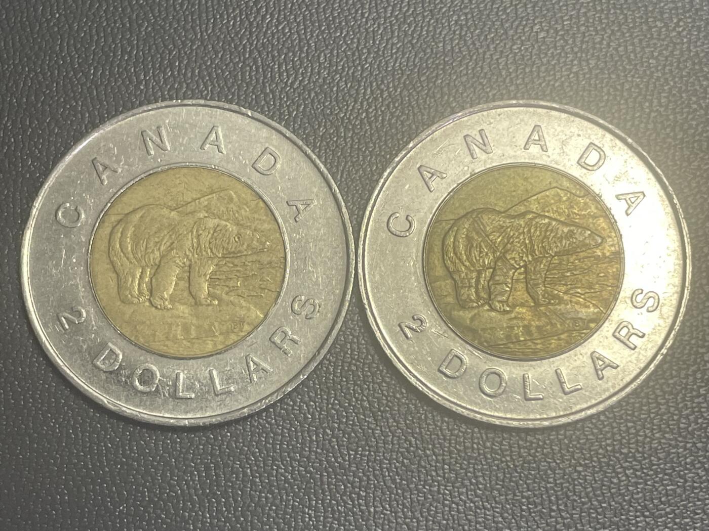 回流0125 加拿大1996年2加元双色币2枚 北极熊