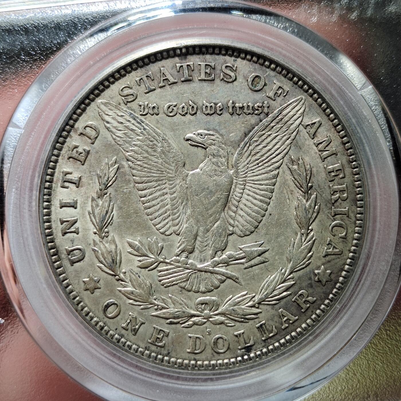 中外钱币第七场 公博AU55分1921年S版美国摩根银币1元