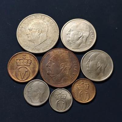 【全场包邮】纯粹捡漏拍498场-持续更新中 - 挪威1961-1968年动物版8枚套币