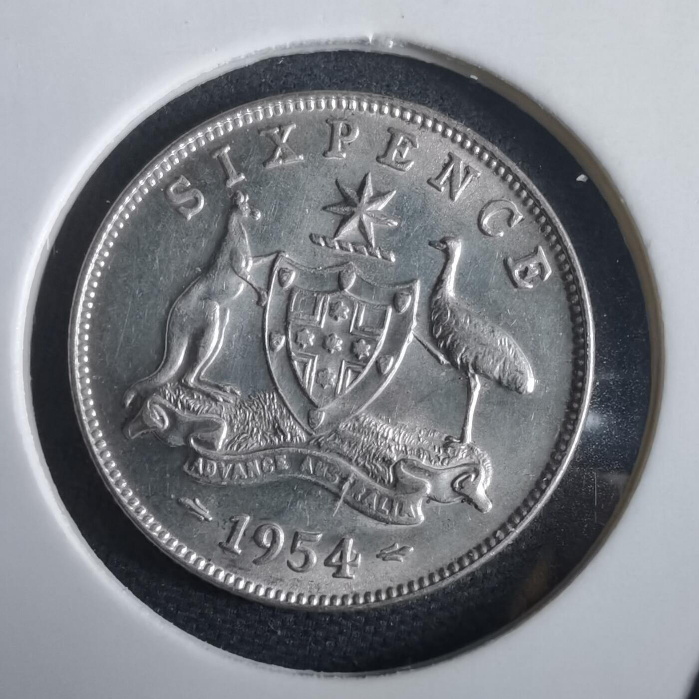 沼泽如烟--第974场 澳大利亚1954年6便士银币
