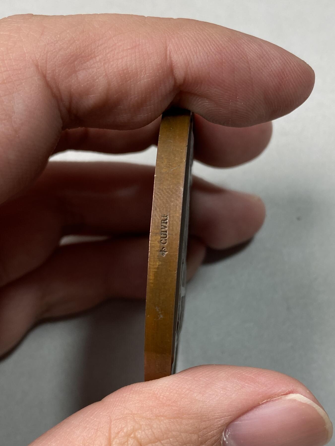 万国钱币拍卖第059期 1862法国拿破仑三世布雷斯特海军学院纪念大铜章 欧洲古典艺术章牌 高浮雕原铜光收藏级品相 107.9g 60mm