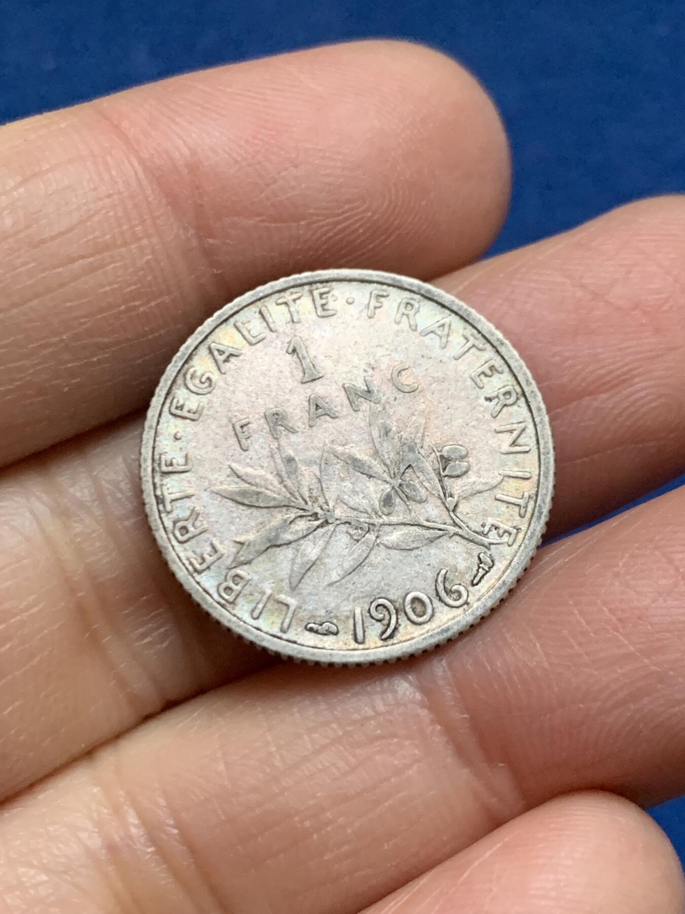 《竞宝斋》第461场 周日，周一，2场连拍 （全场包邮）欢迎送拍 法国1906年特年播种女神1法郎银币，克劳斯1901-1920发行20年份第二大特年，仅次于1903