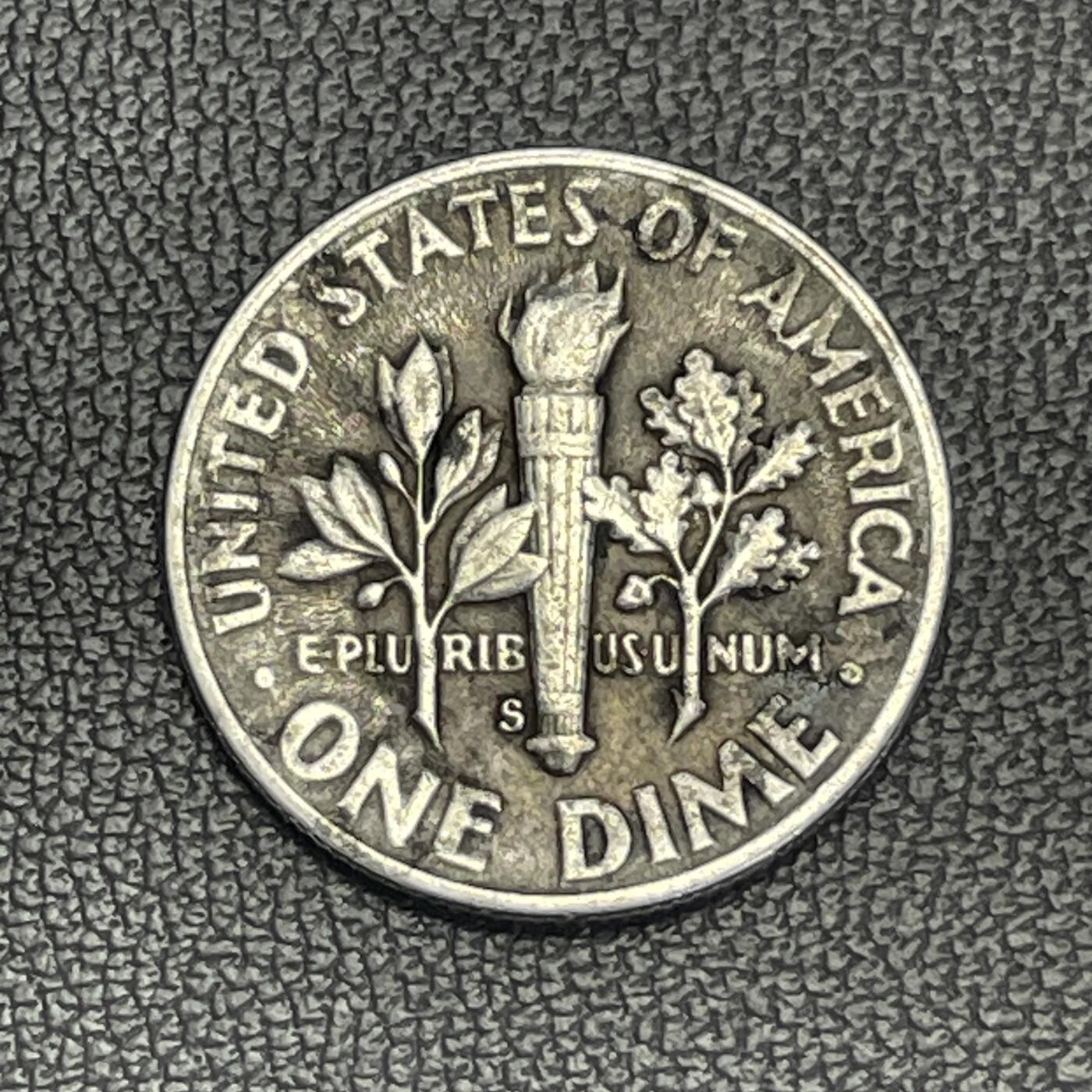 回流0125 美国1954年10分银币 罗斯福总统 银价2.5*90%*25=56元