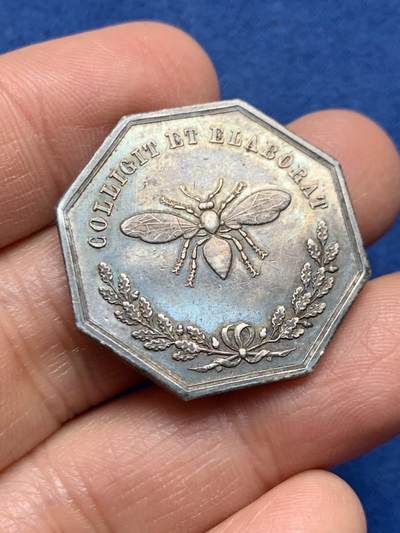 《竞宝斋》第461场 周日，周一，2场连拍 （全场包邮）欢迎送拍 - 法国早期无边铭银质八角代币，细节清晰，双面深彩包浆，直径：29.6mm，重：11.73g