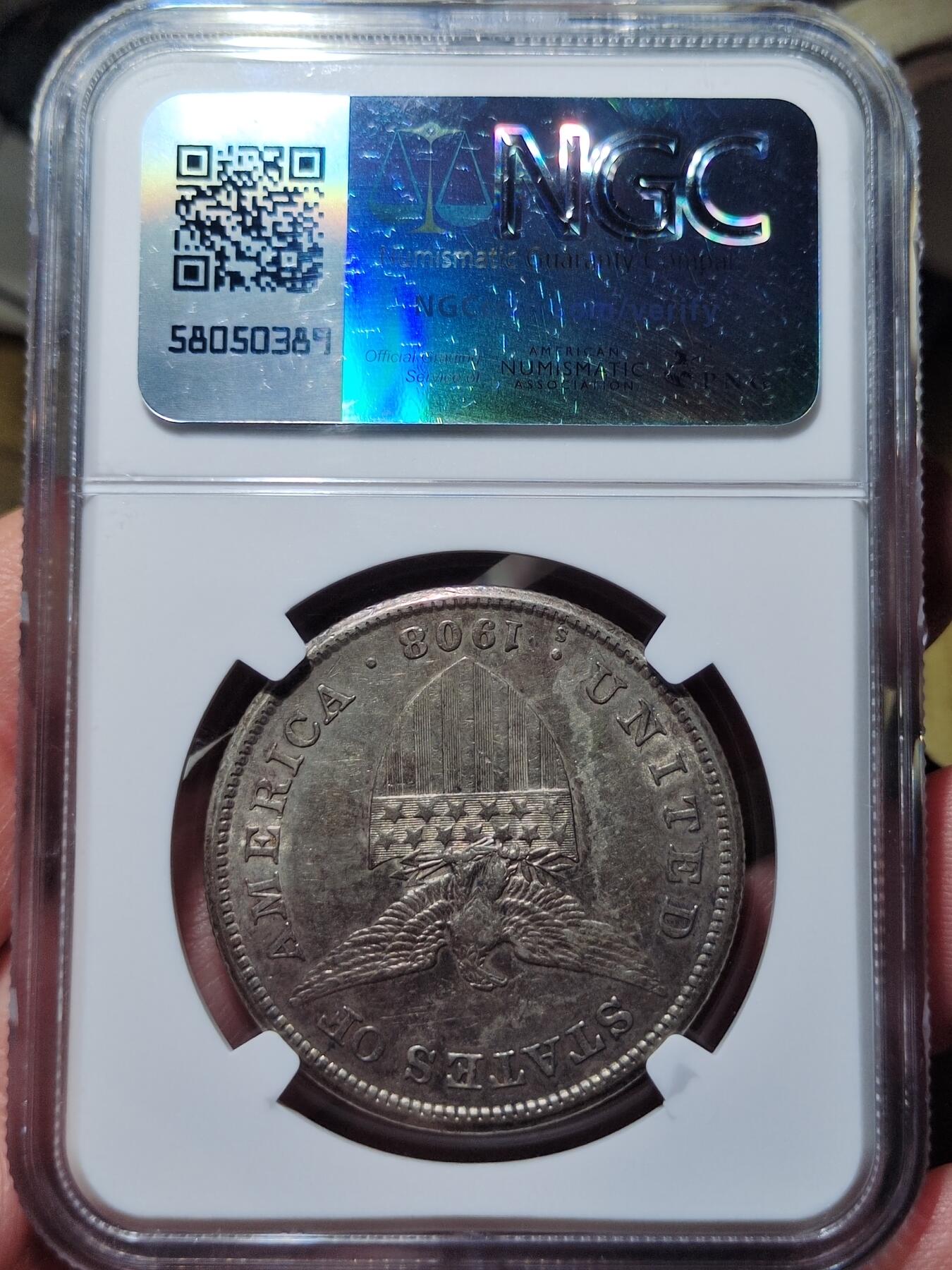 中外钱币第七场 NGC-XF45 美属菲律宾1908年一比索