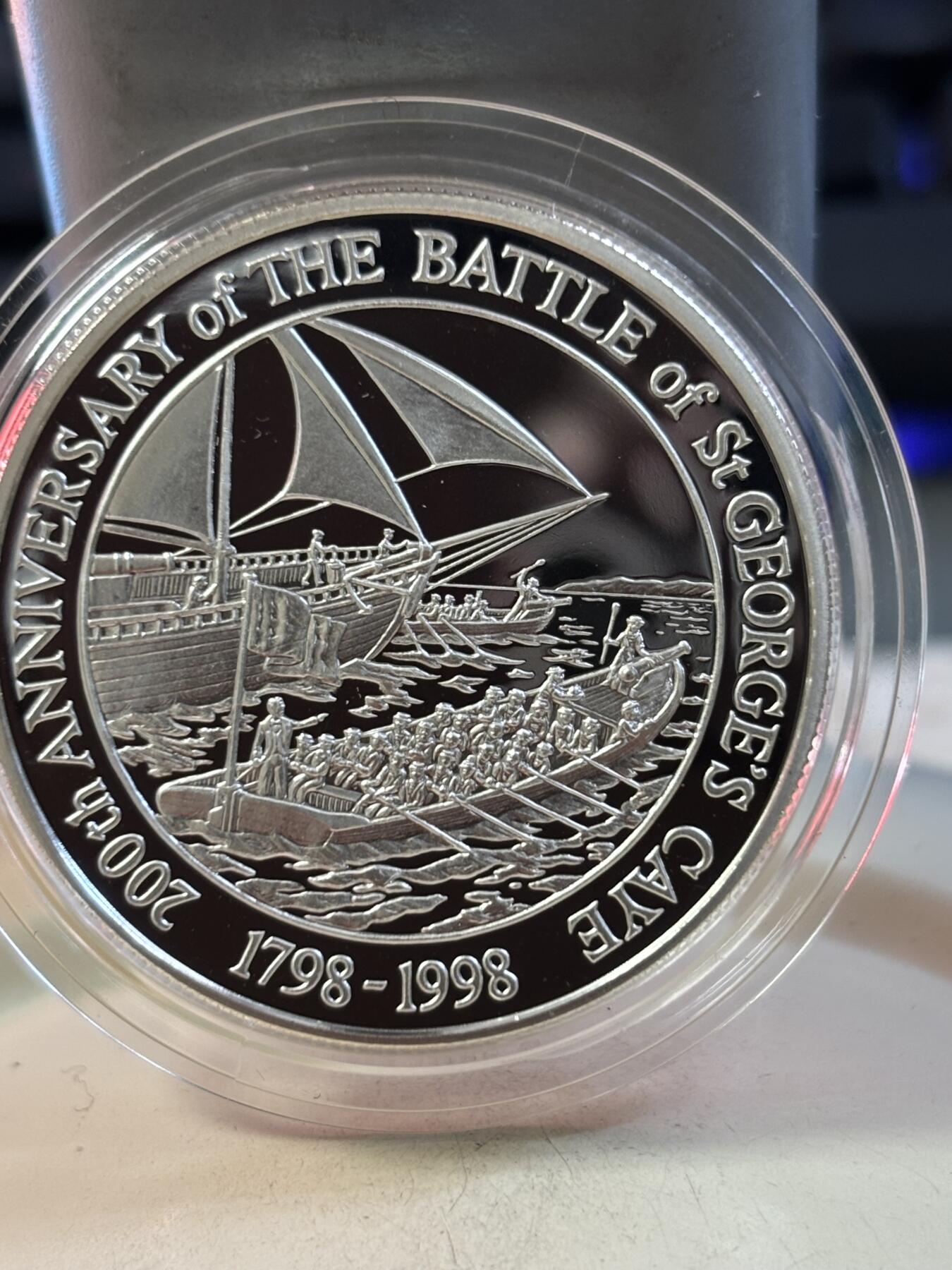 第189期拍卖 伯利兹1998年圣乔治湾战役200周年纪念银币，925银，28.28克，发行5000枚
