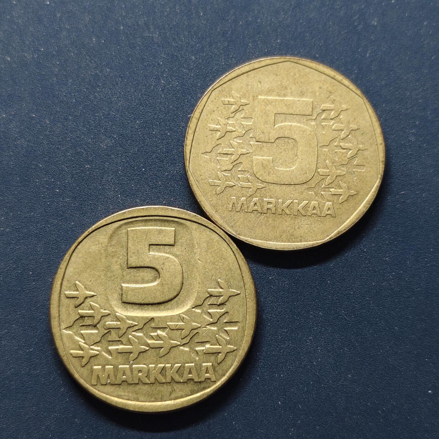 【全场包邮】纯粹捡漏拍498场-持续更新中 芬兰1972/1983年5马克破冰船不同版本2枚一组