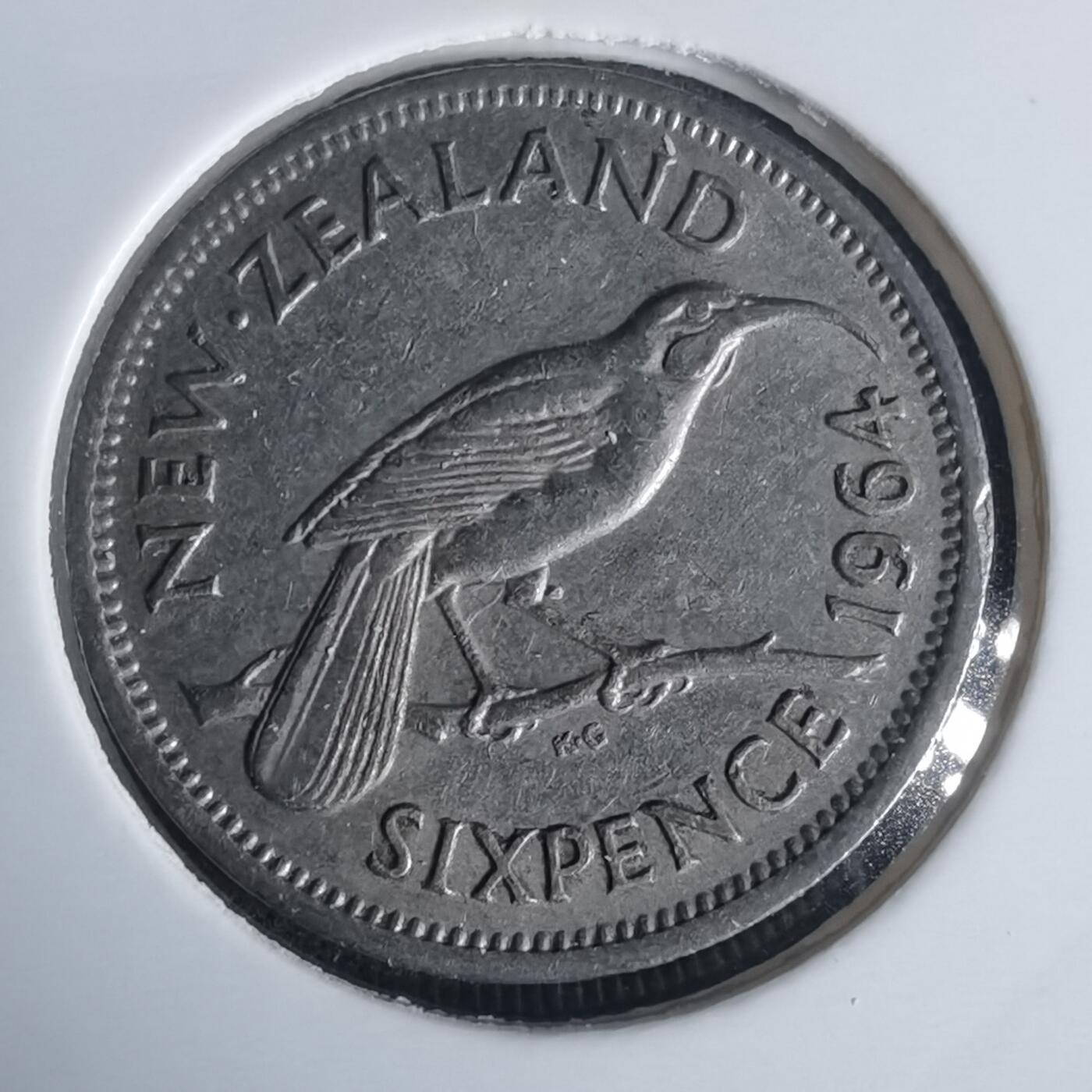 沼泽如烟--第977场 新西兰1964年6便士