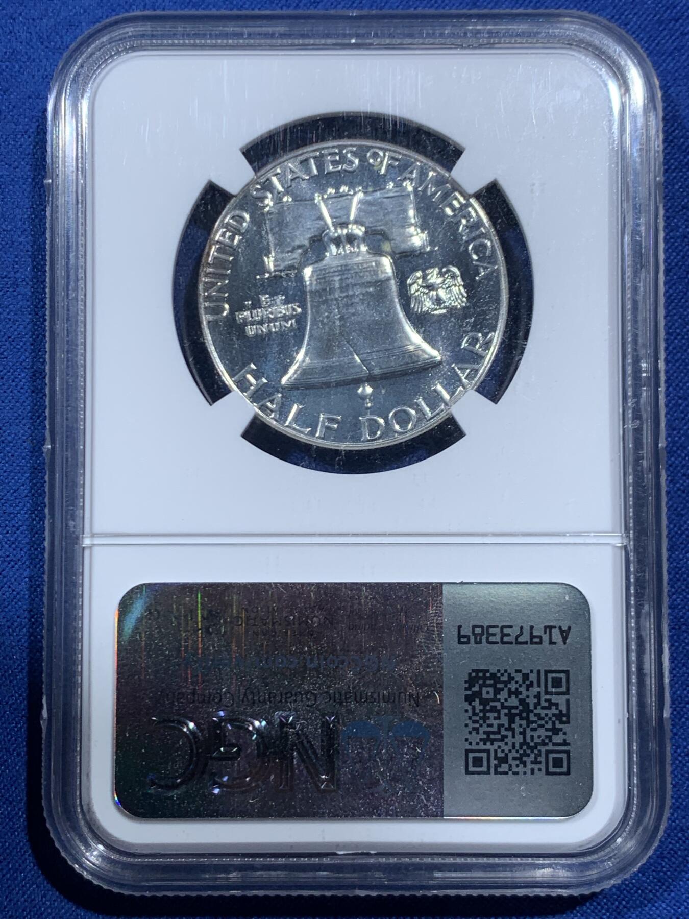 《竞宝斋》第462场 周日，周一，2场连拍 （全场包邮）欢迎送拍 NGC PF66 美国1963年富兰克林50美分银币，高分，NGC参考价50美元