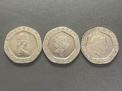 回流0201 - 不同女王形象7边形20便士 皇家玫瑰