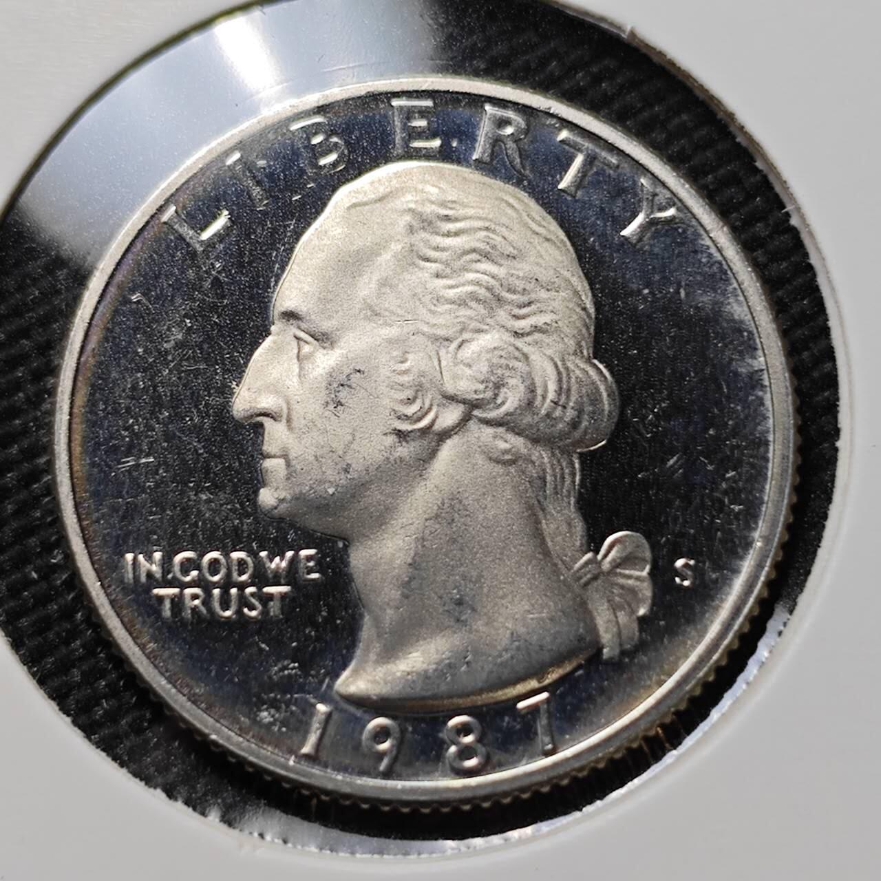 KK钱币收藏小铺  第390期  2月预留时间 周末发货  1987美国25分精制币