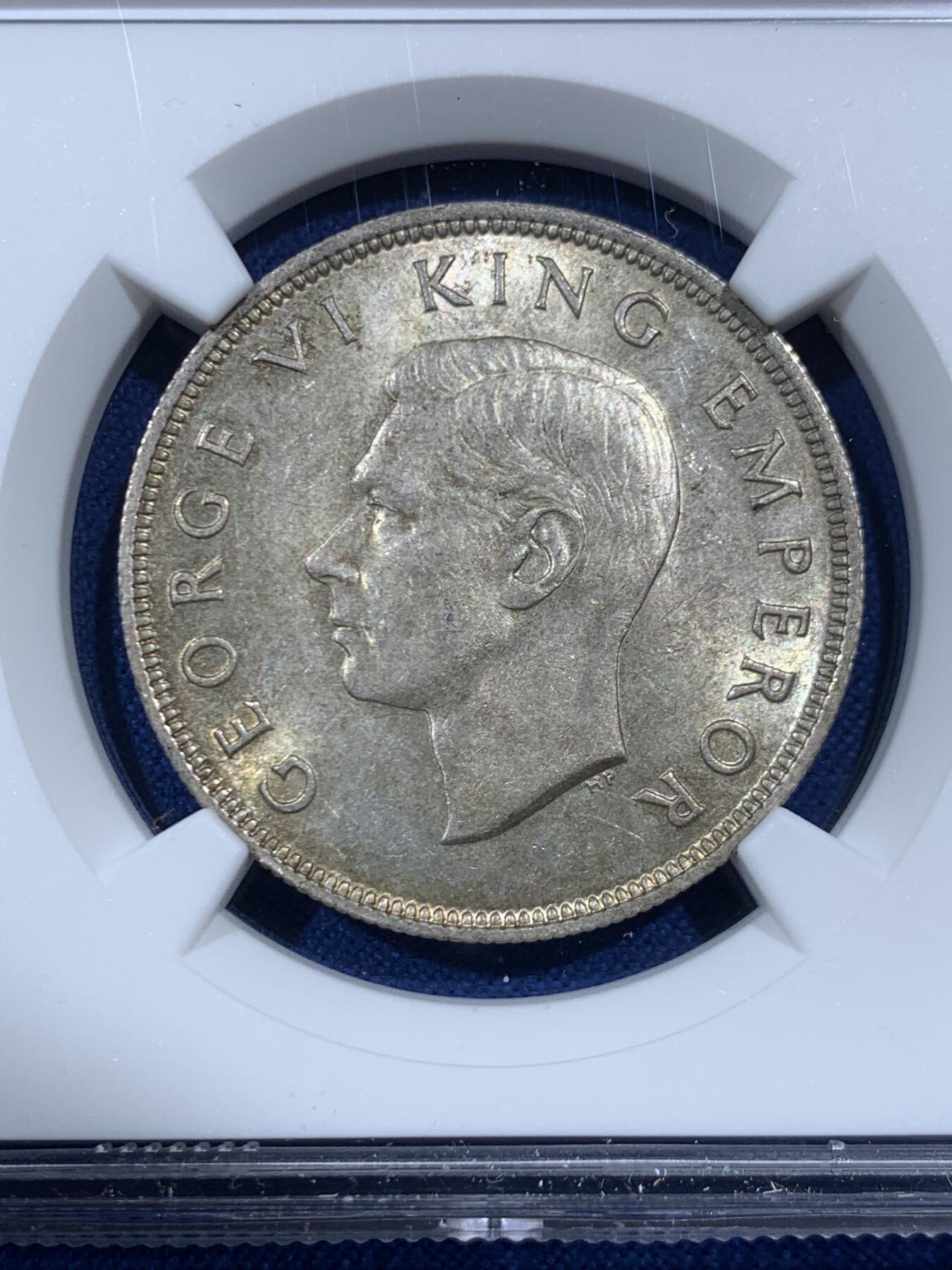 《竞宝斋》第462场 周日，周一，2场连拍 （全场包邮）欢迎送拍 NGC MS63 新西兰1940年建国百年纪念银币，63的好品相稀奇很少出现，大部分都是62分