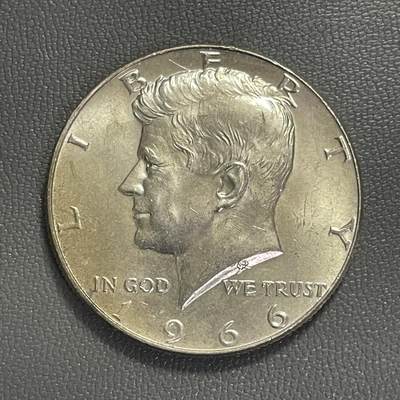 回流0201 - 美国1966年肯尼迪总统半圆银币 银价11.5*40%*24=110元