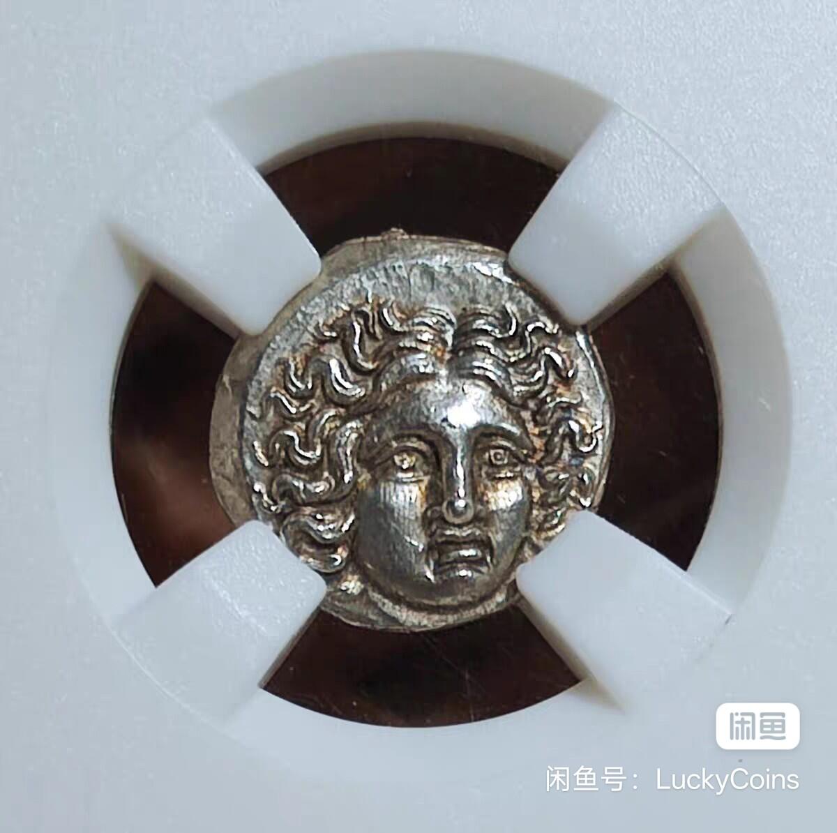 MS➕⭐️双5分古希腊太阳神赫利俄斯银币