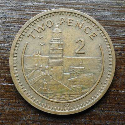 【铜匠收藏】★第140场★散币场。不寄存，30包邮。不满30元，支付5元运费。《接受代拍 代送NGC评级》 - 87【无寄存】直布罗陀 1991年 2便士 AB标